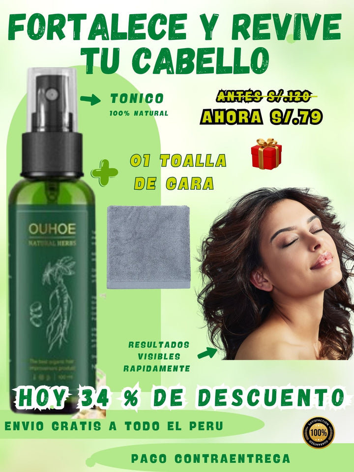 Tónico para crecimiento de Cabello (OUHOE)  + Regalo (TOALLA)