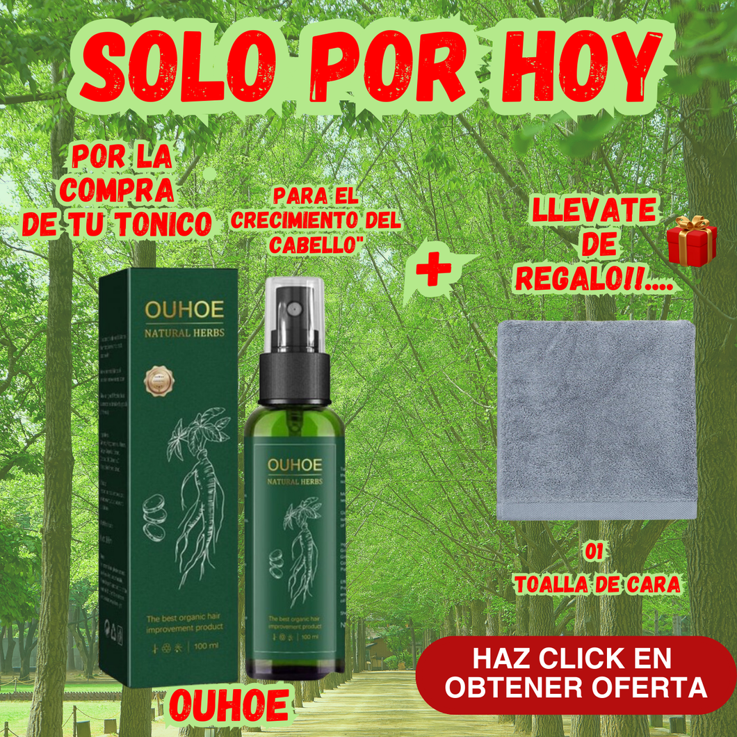 Tónico para crecimiento de Cabello (OUHOE)  + Regalo (TOALLA)